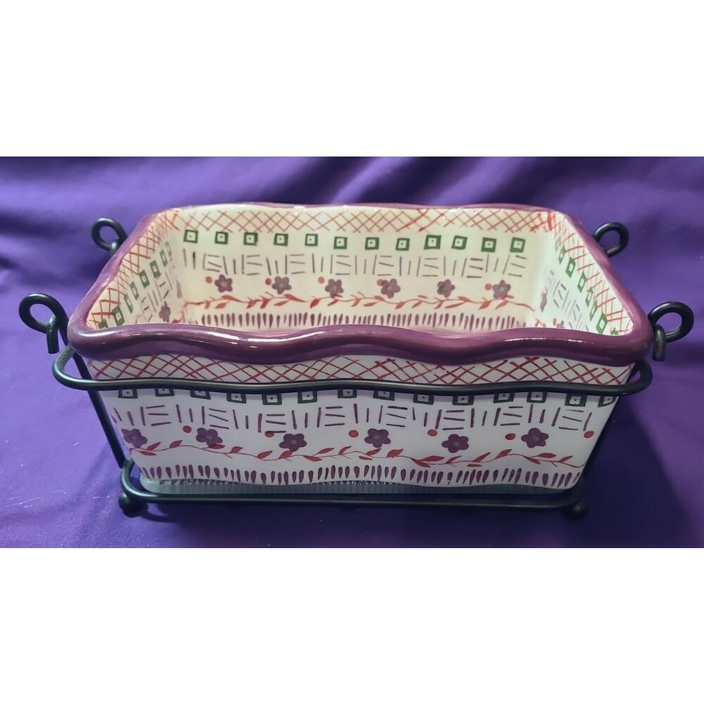 Temptations By Tara Tapestry 1QT Casserole Baking Dish, warming tray, Wire Rack